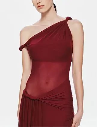 MISHA Sisal Mesh Maxi Dress Wine 8/S photo 3