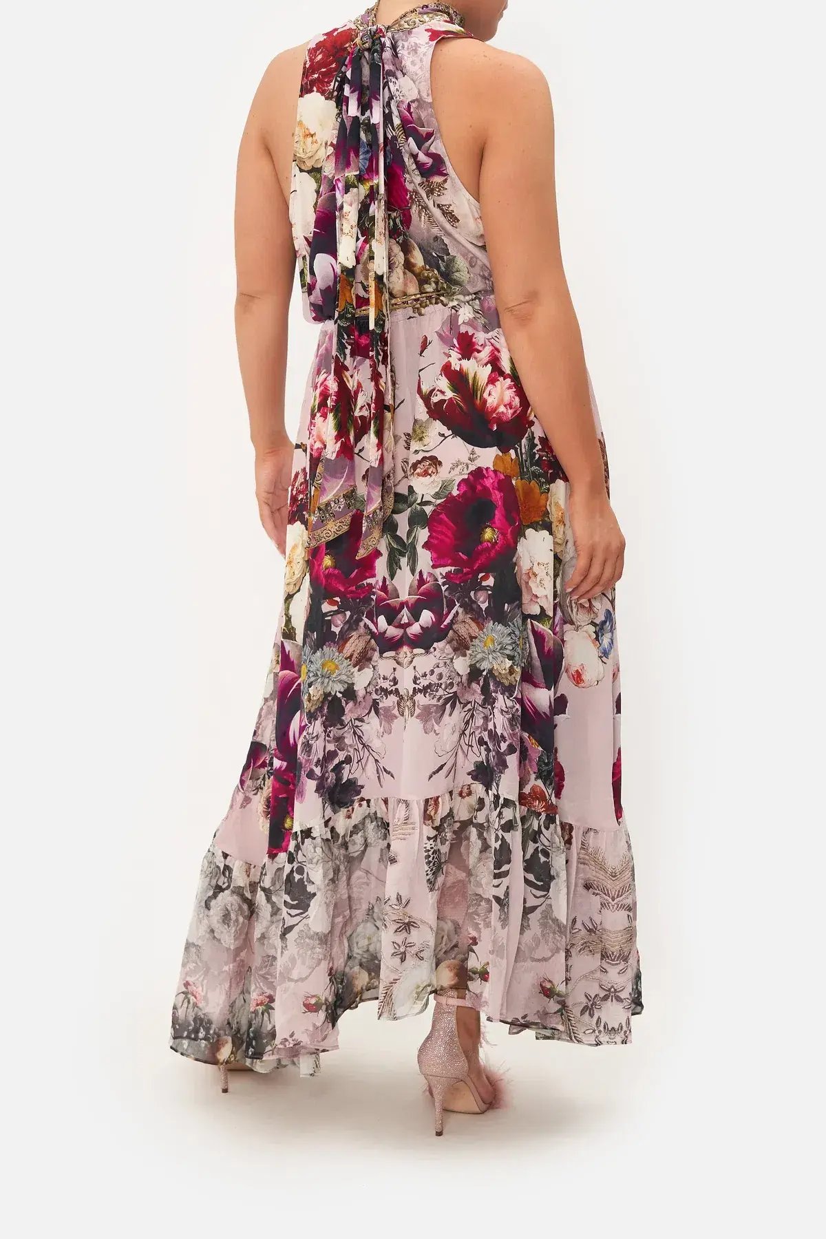 Camilla Necktie Dress with Elasticated Waist Gypsy Rose Floral Pink Size L/AU 14 photo 3