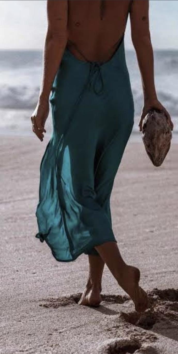 Turquoise Lane The Slinky Slip Midi Dress Teal Size 10 photo 2