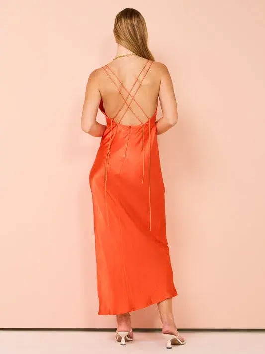 Shona Joy Mia Contrast Plunged Double Strap Midi Dress In Hibiscus Size 6 photo 2