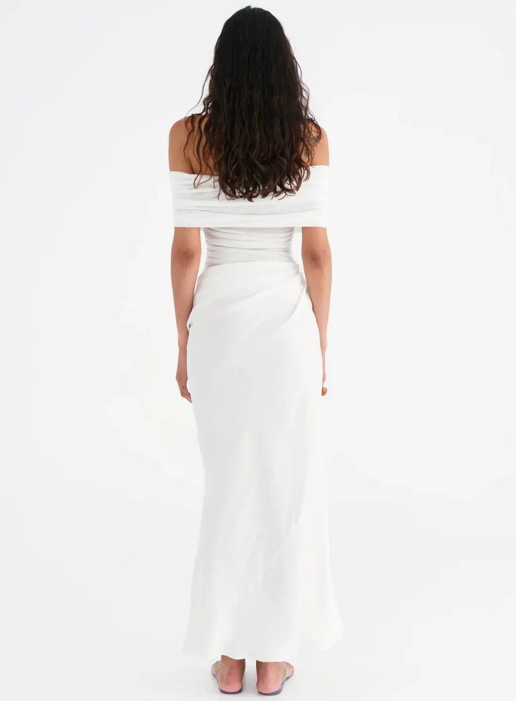 BENNI Nico Off Shoulder Maxi Dress Whie Size 8 photo 2