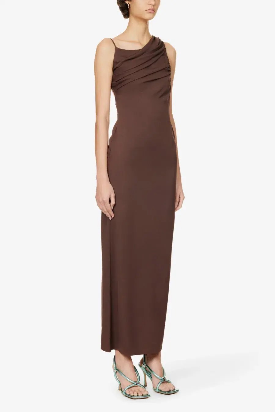 Christopher Esber Cowl Drape Dress Chocolate Size 14 AU photo 2