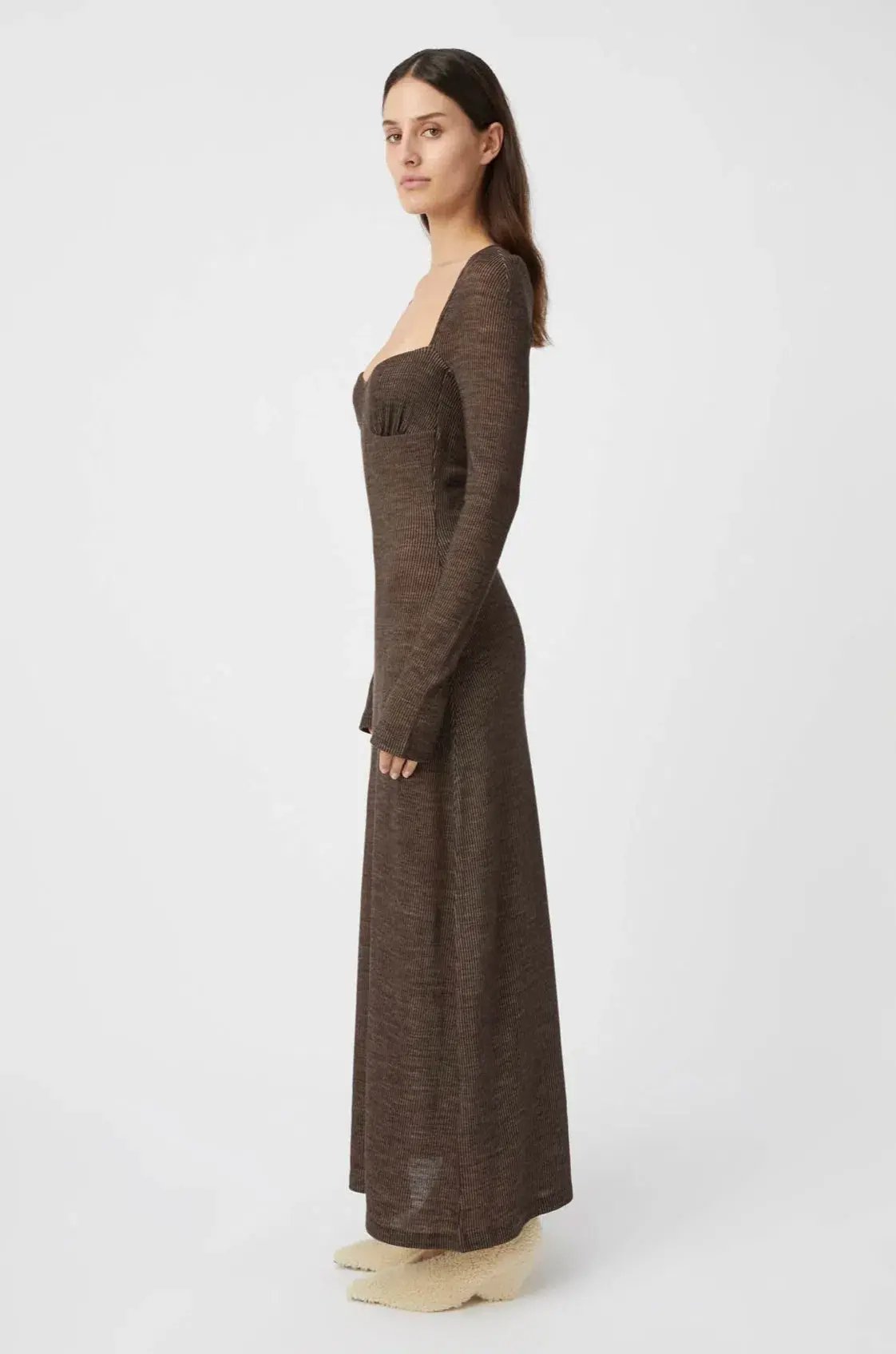 Camilla and Marc Valle Wool Maxi Dress Chocolate Brown Size 10 photo 4