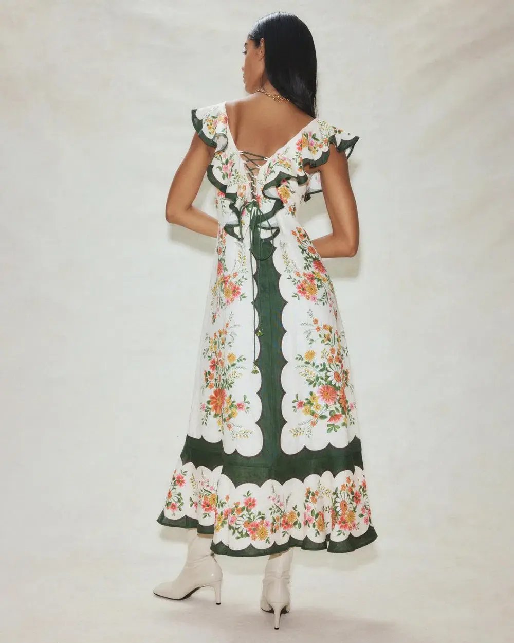 Alemais Elisabetta Ruffle Midi Dress Floral Size 8 photo 3