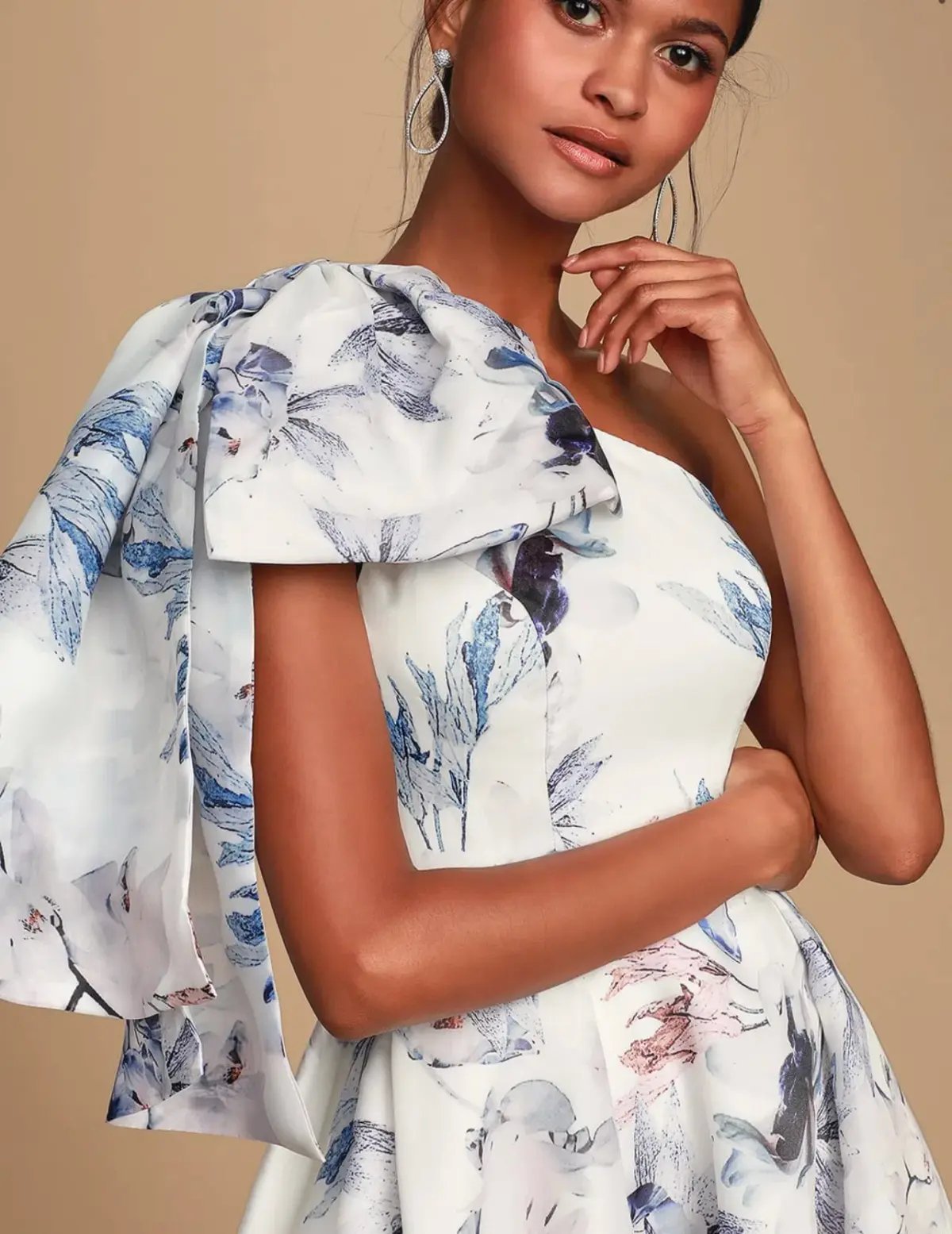 Bariano Josephine One Shoulder High Low Gown Floral Size 6 photo 2