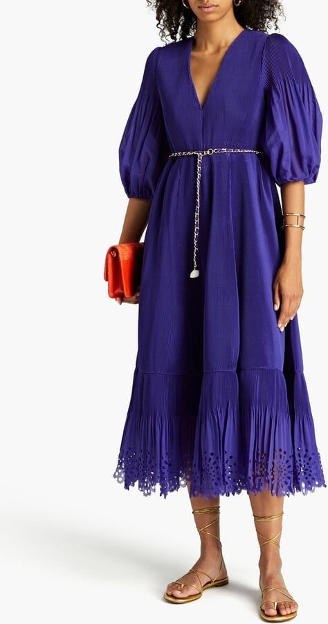 Zimmermann Pleated Midi Dress in Lapis photo 4