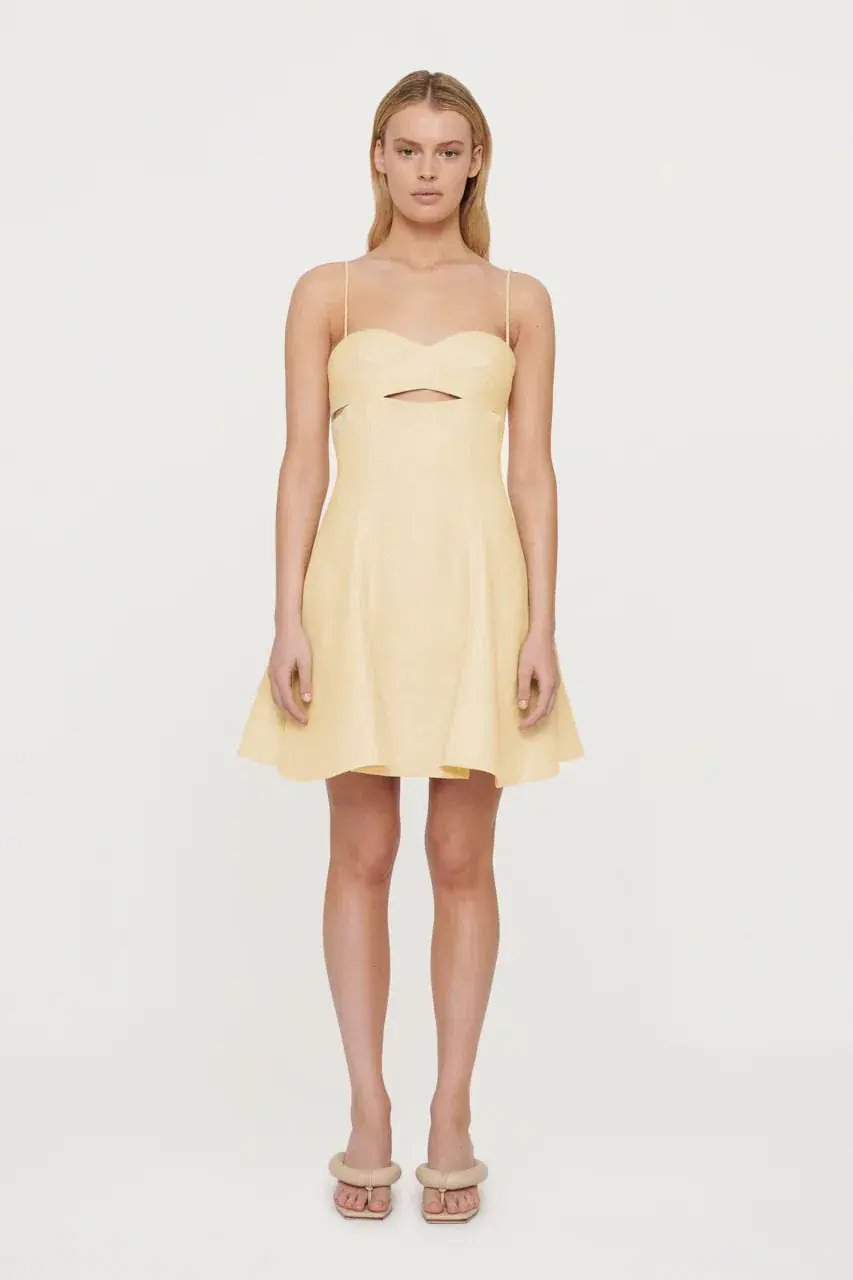Clea Paige Stitch Mini Dress Yellow Size 8 photo 2