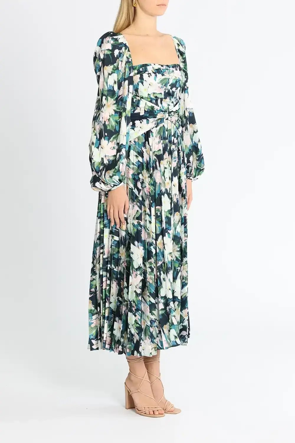 Acler Mattison Dress Navy Posey Blue Multi Print Size 8 photo 2