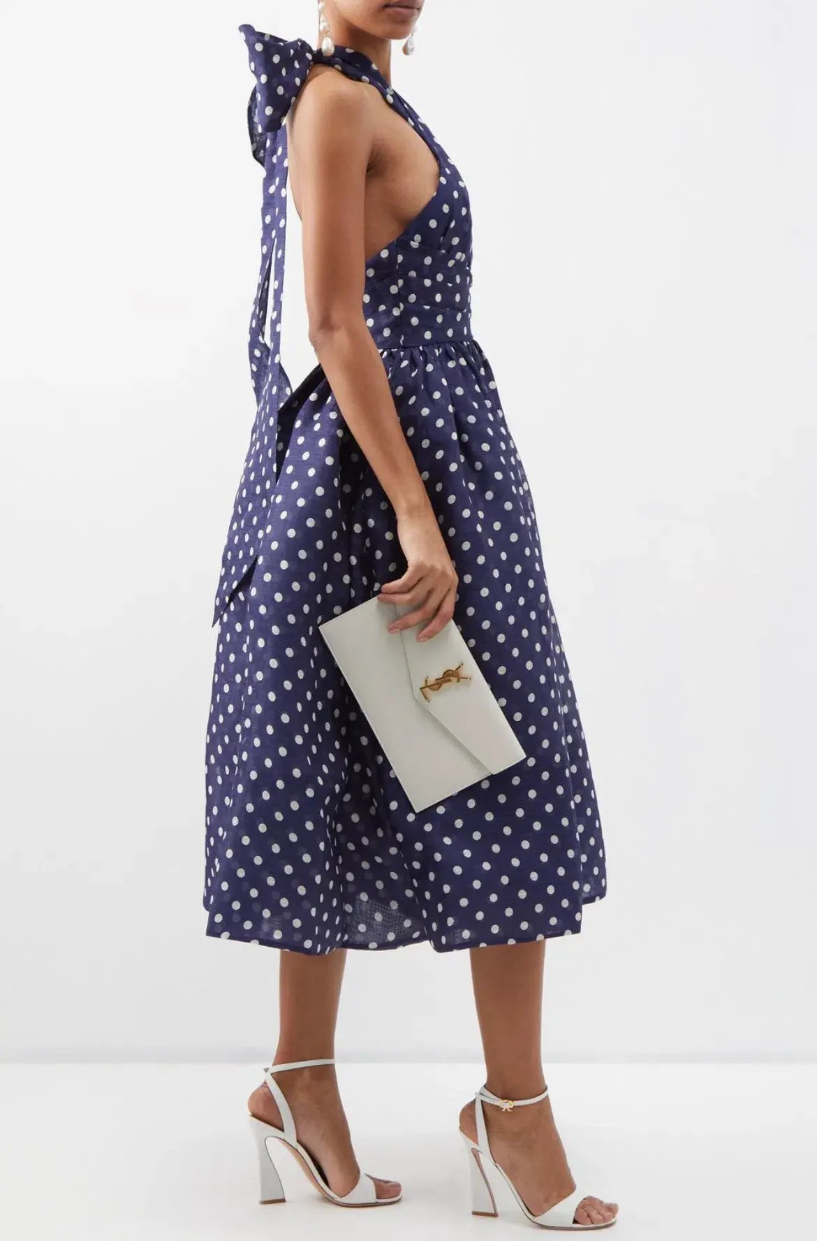 Zimmermann High Tide Halterneck Polka Dot Midi Dress Print Size 4 / Au 16 photo 2