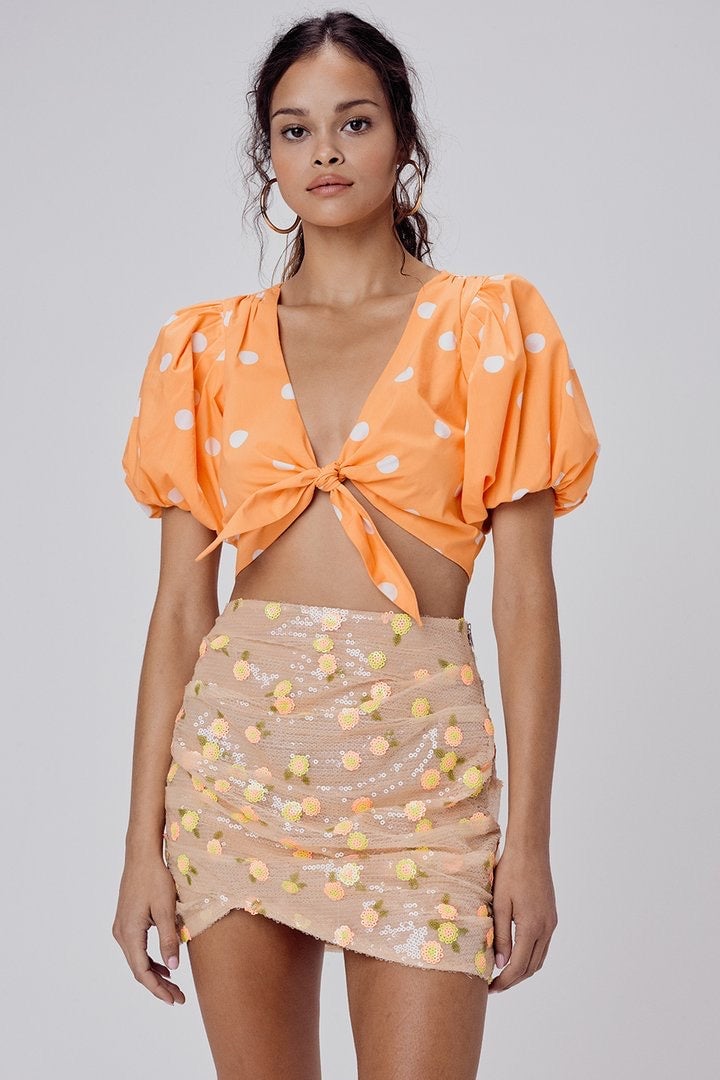FOR LOVE & LEMONS AUBURN DOT CROP TOP - TANGERINE photo 8