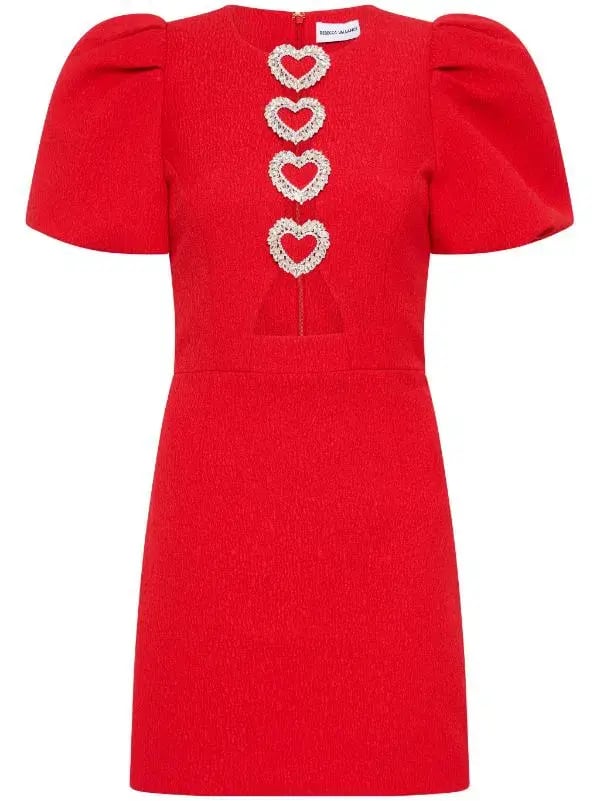 Rebecca Valence Chiara Puff Sleeve Mini Dress Red Size AU 8 photo 5