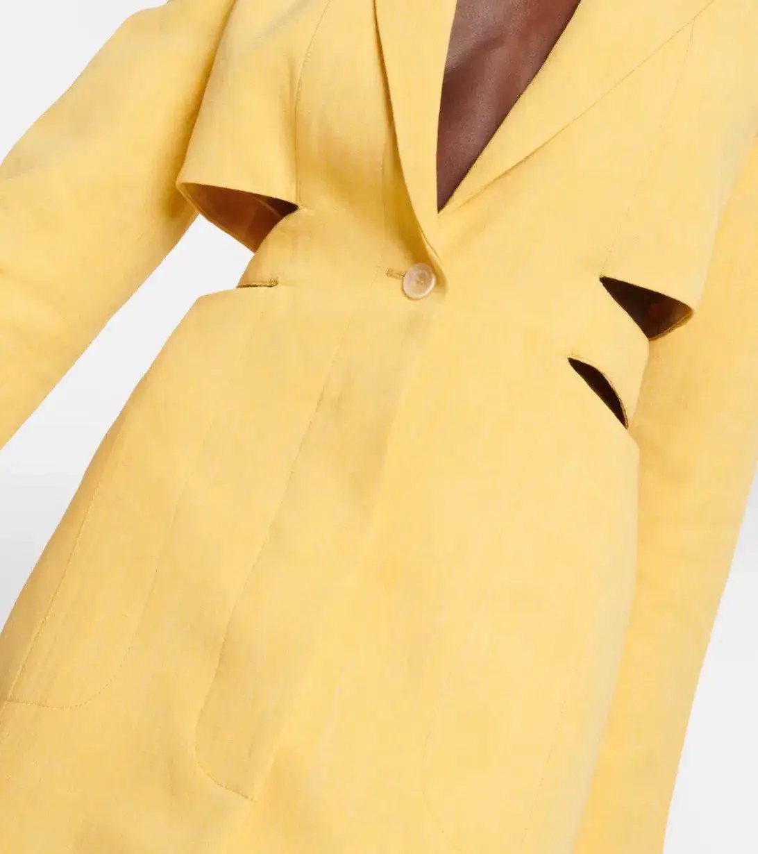 Jacquemus La Robe Bari Linen-blend Mini Dress Yellow  Size 8 photo 5