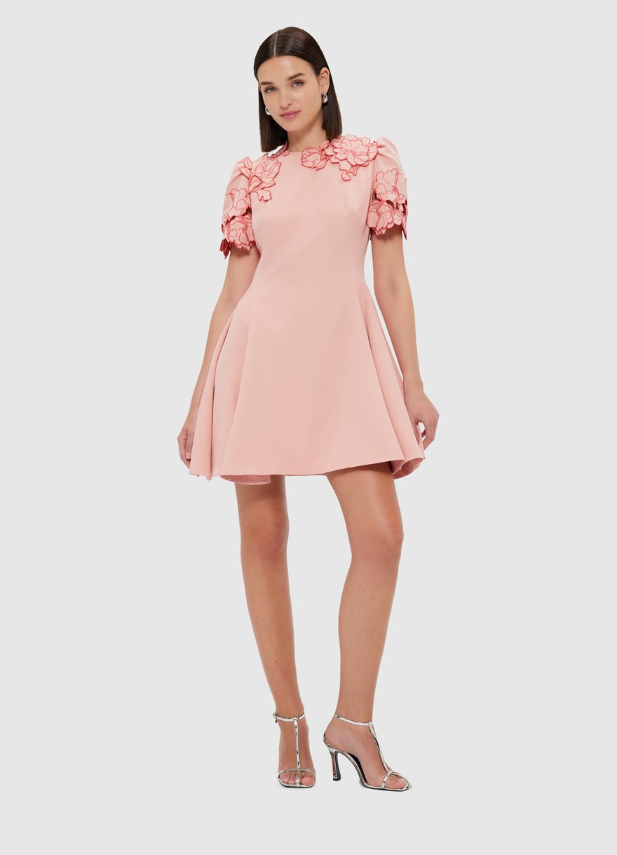Leo Lin Elyse Appliqué Short Sleeve Mini Dress - Light Rose photo 4