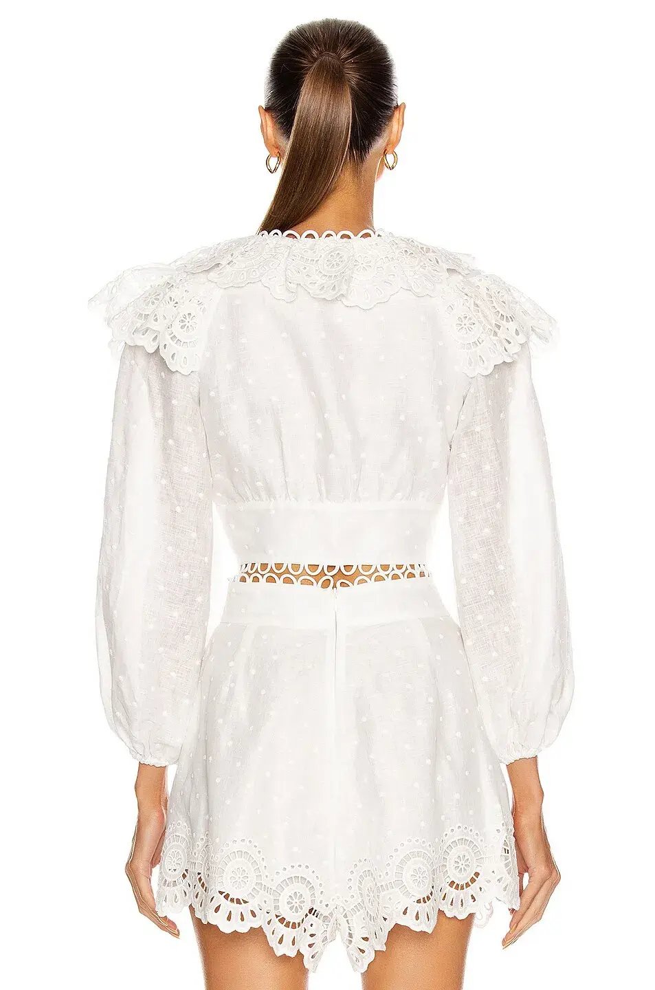Zimmermann Bellitude Scallop Crop Top and Shorts Set Ivory Size 8 photo 3