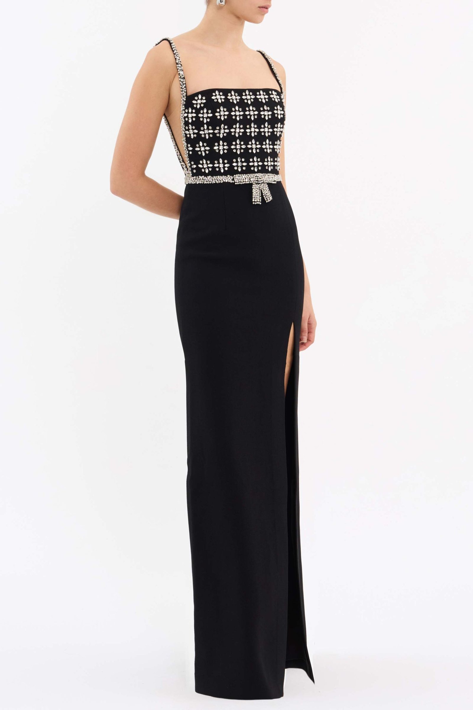 Rina Split Gown in Black photo 9