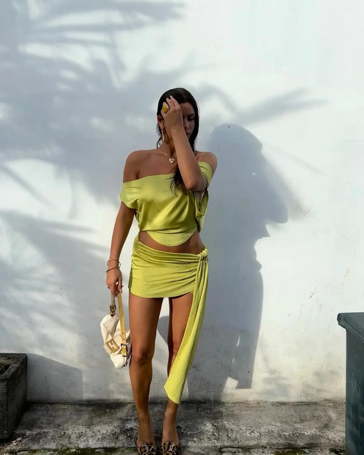 Asta Resort Chloe Top and Mini Skirt Set Chartreuse Size 6 photo 8