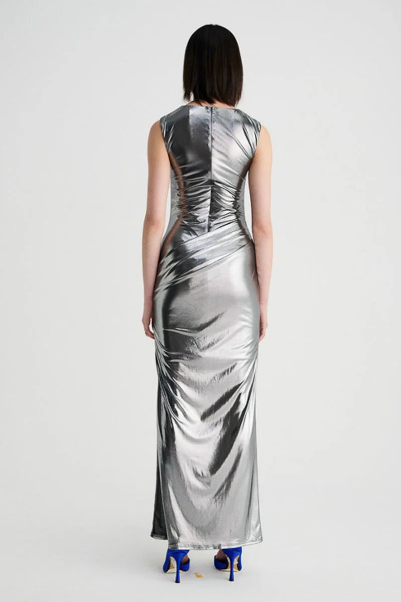 SUBOO NOVA DRAPED MAXI DRESS - GUNMETAL photo 5