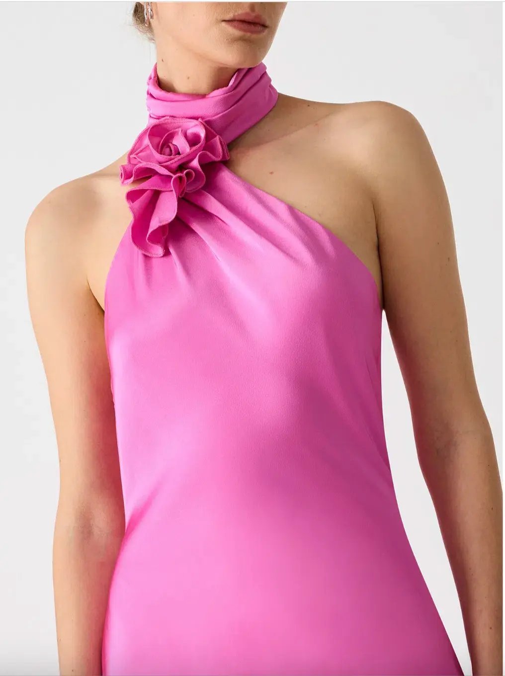 MISHA Teresa Rosette Detail Satin Gown Size 8 photo 2