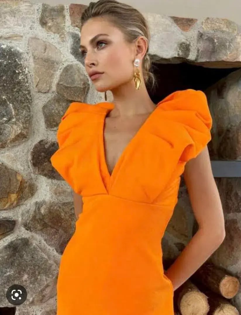 Sheike Charlize Midi Dress Orange Size 6 photo 2