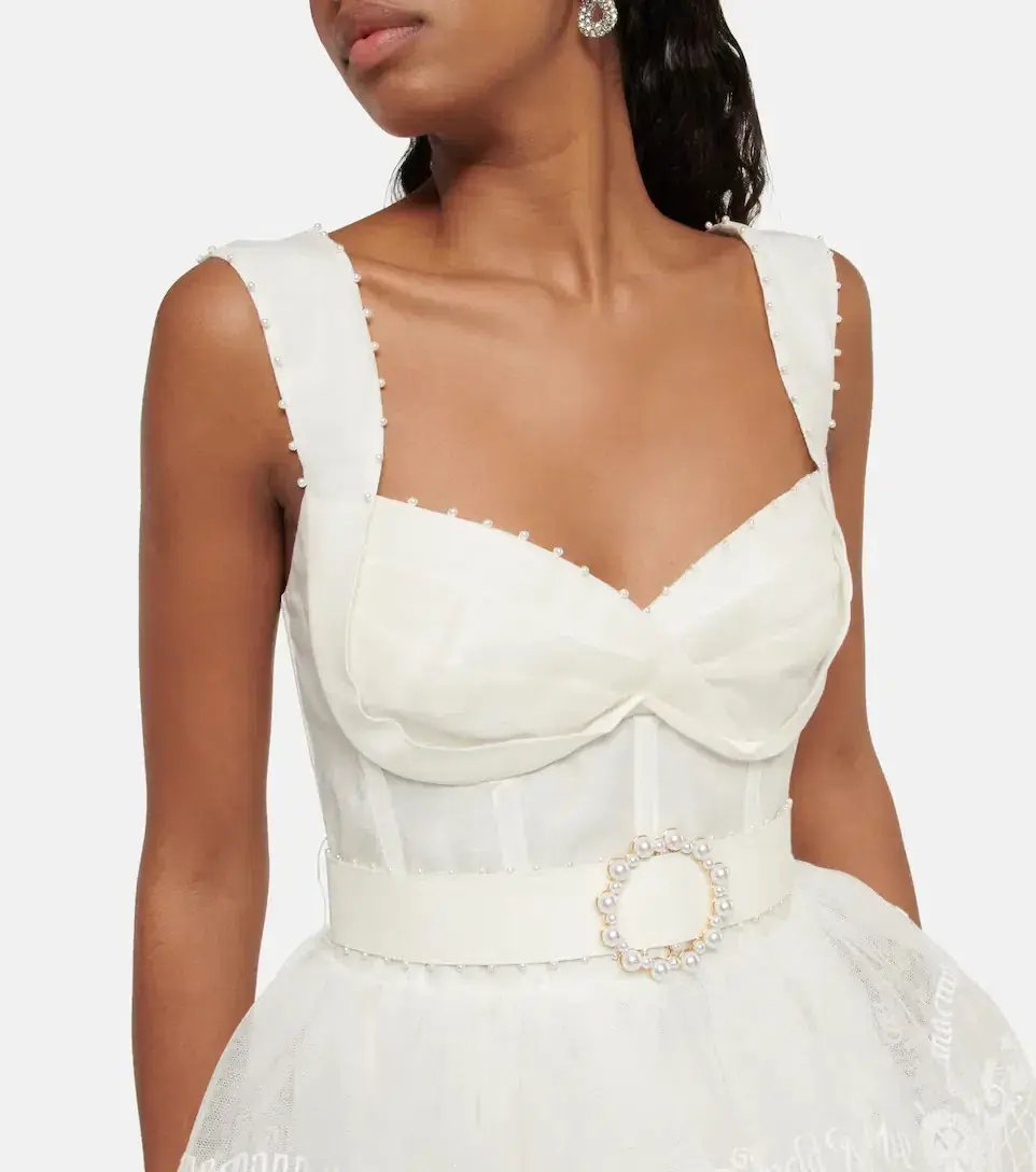 Zimmermann High Tide Embroidered Mini Dress Ivory Size 1 / Au 10 photo 2