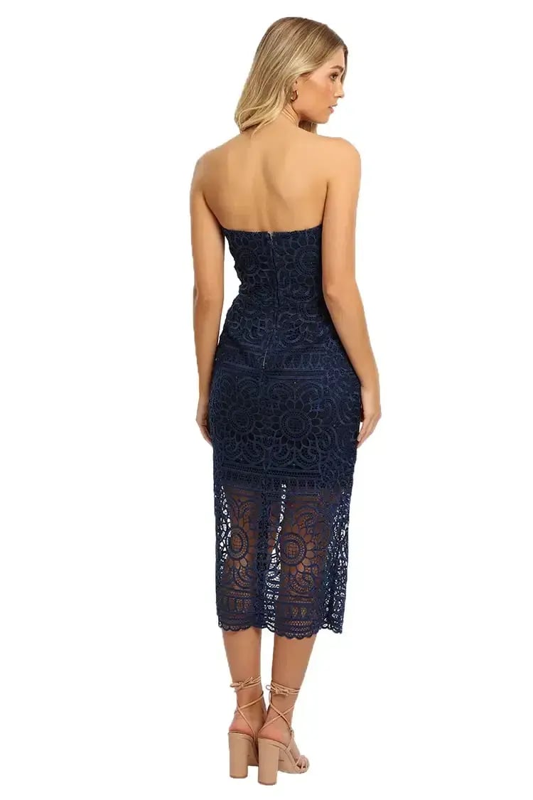 Nicholas Geo Lace Midi Dress Navy Size 6 photo 3