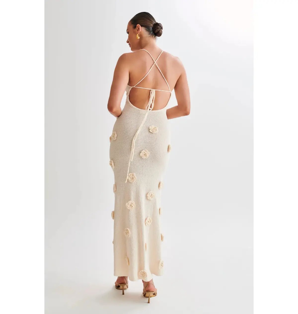 Meshki Suki Knit Maxi Dress With Flowers Nude Size Small / AU 8 photo 2