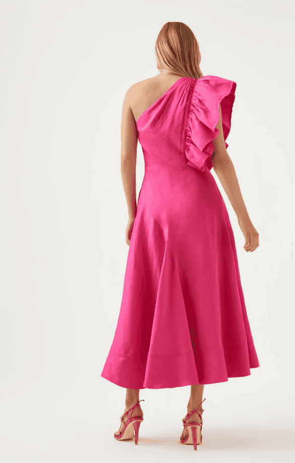 Aje Bonjour Asymmetric Midi Dress - Pink photo 2