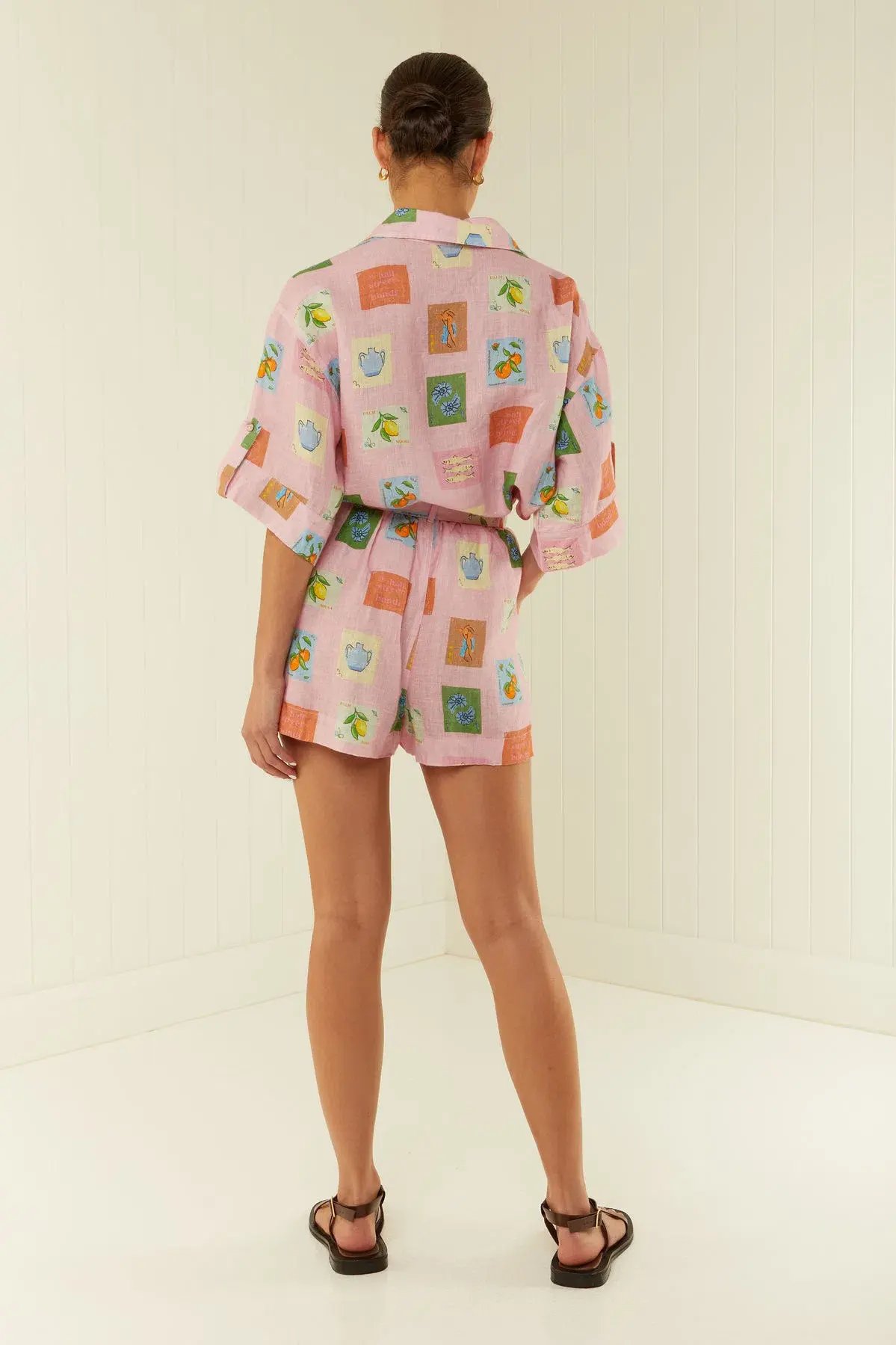 Palm Noosa Mirage Shirt & Rummy Short Set Pink Emblem Size 10 photo 3