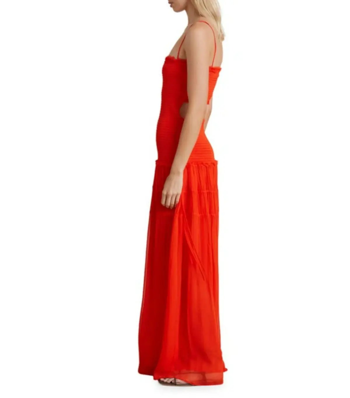 Bec & Bridge Charlotte Smocked Cut-Out Maxi Dress in Flame Size AU 6 photo 2
