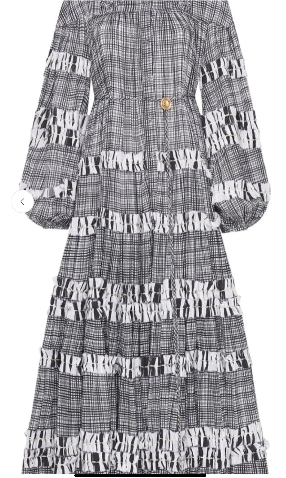 Aje Memento Tiered Midi Dress black & white Check Size AU 10 fit 14 photo 2