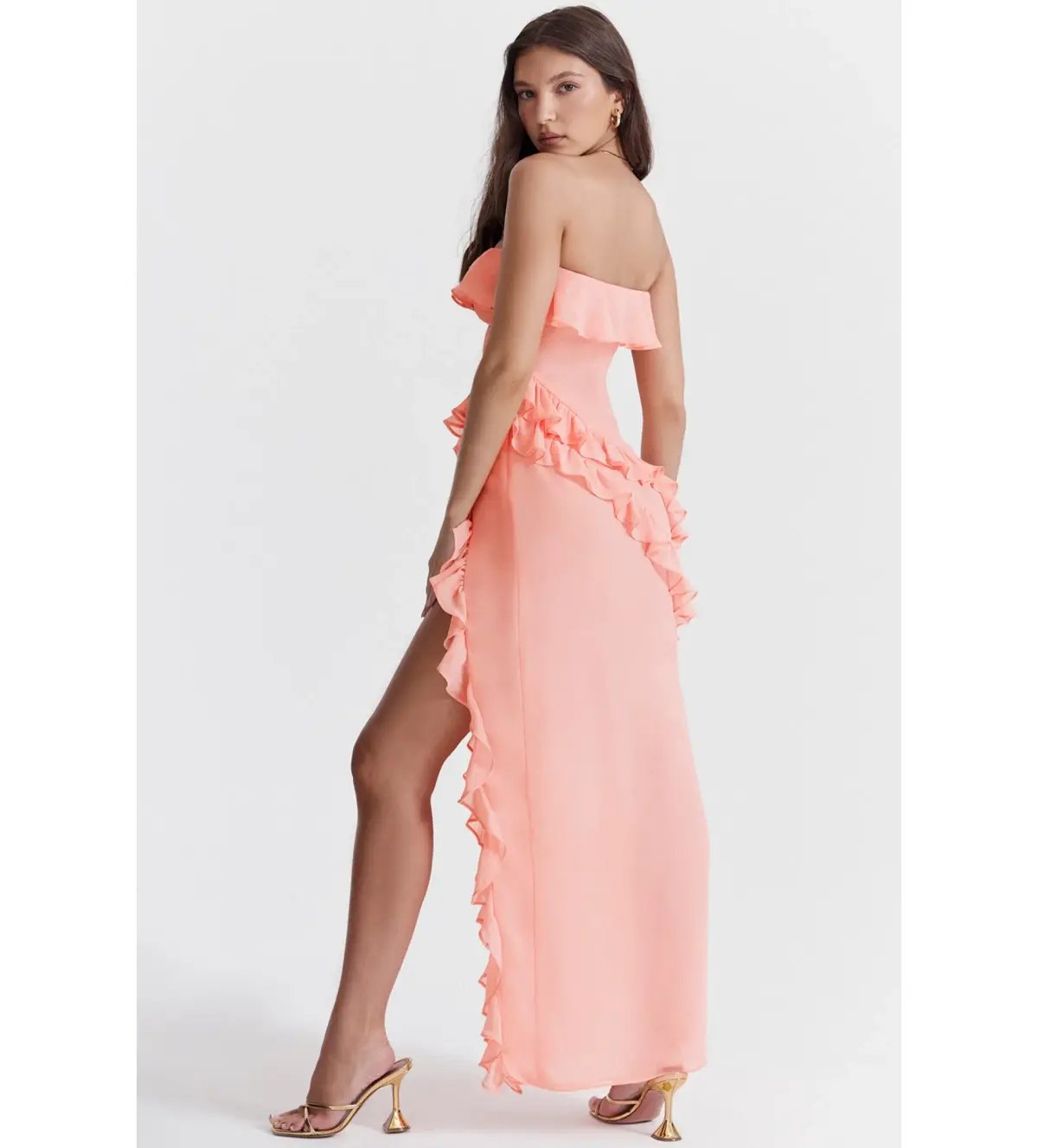 House of CB Sarina Maxi Dress Apricot Size 6 photo 2