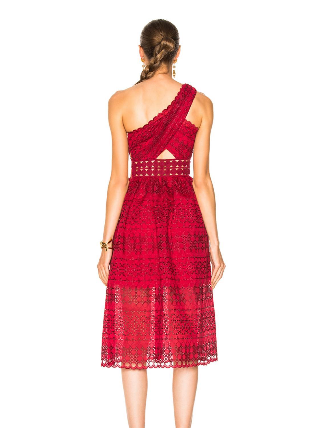 Self Portrait One Shoulder Cut Out Midi Dress Size 14 photo 2