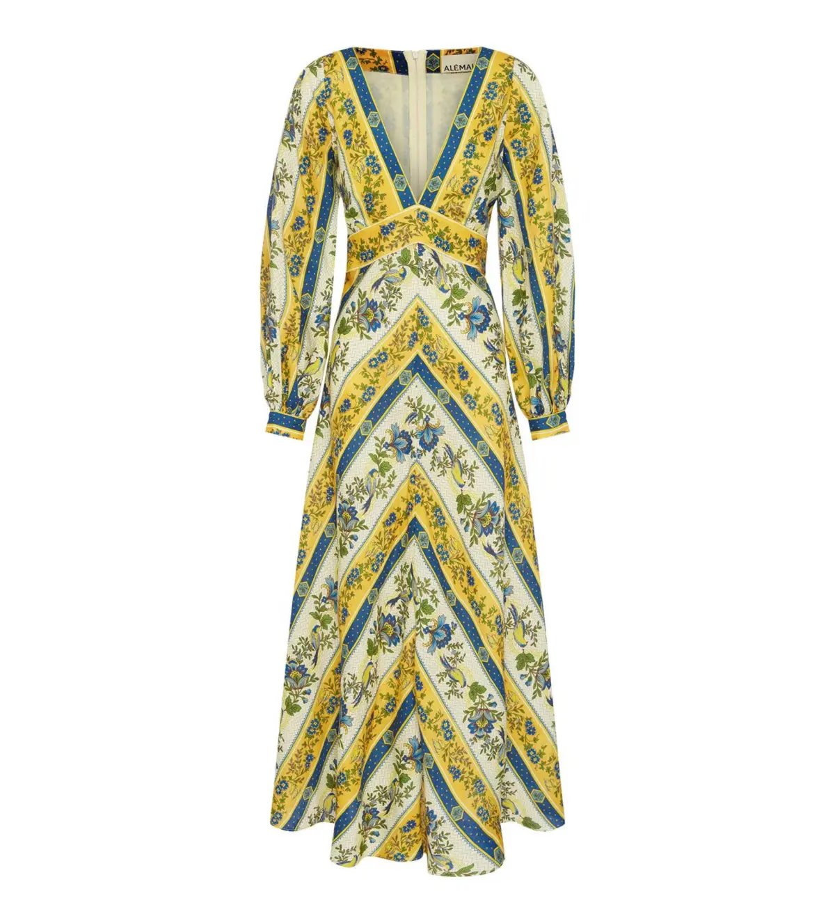 Alemais Quinn Linen Long Sleeve Midi Dress in Print Size AU 12 photo 5
