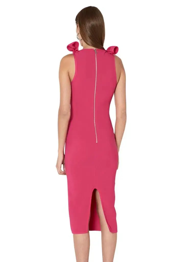 By Johnny V Neck Bow Shoulder Dress Pink Size 6 photo 3