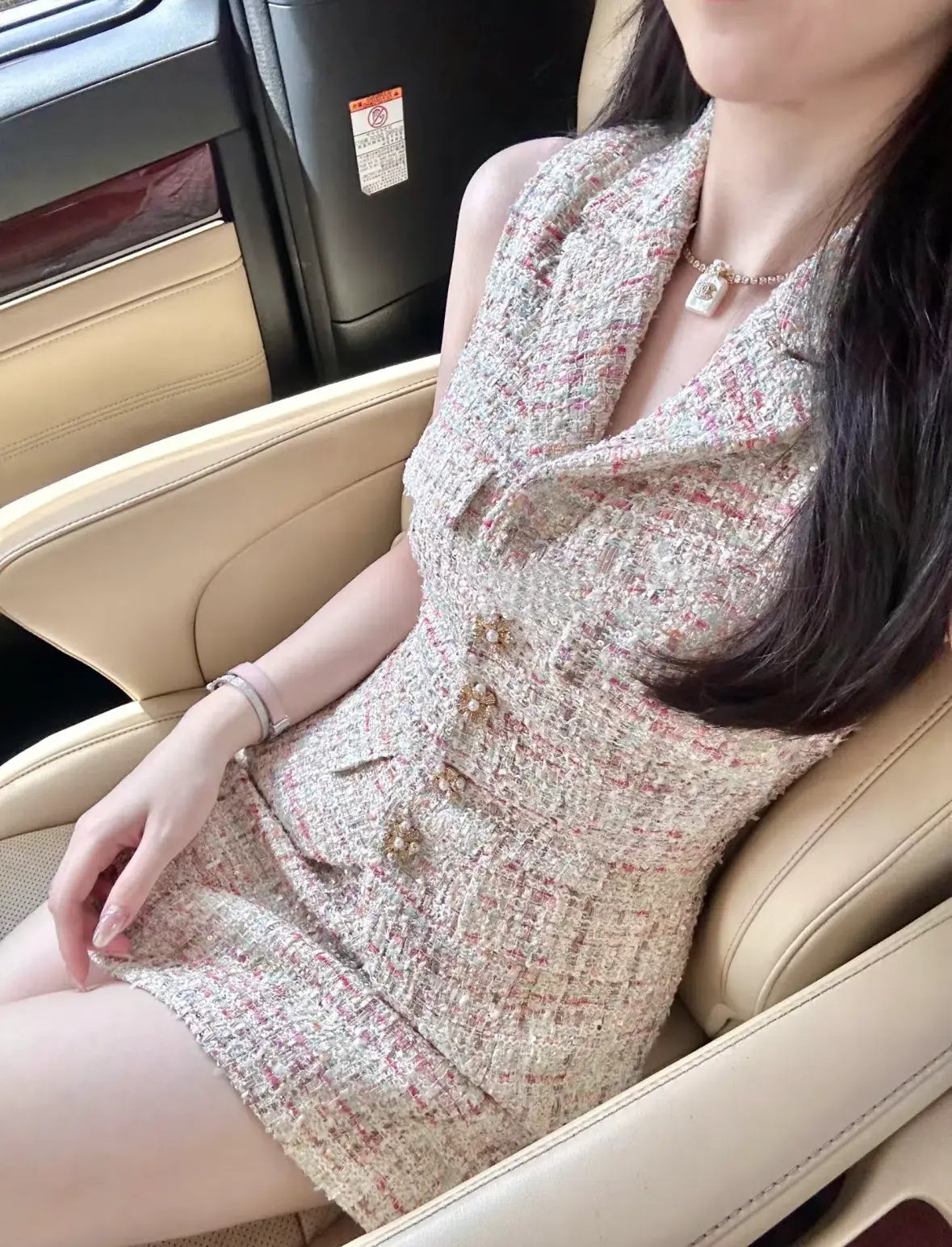 Self Portrait Embellished Boucle Tailored Mini Dress Multi Size AU 4 photo 2