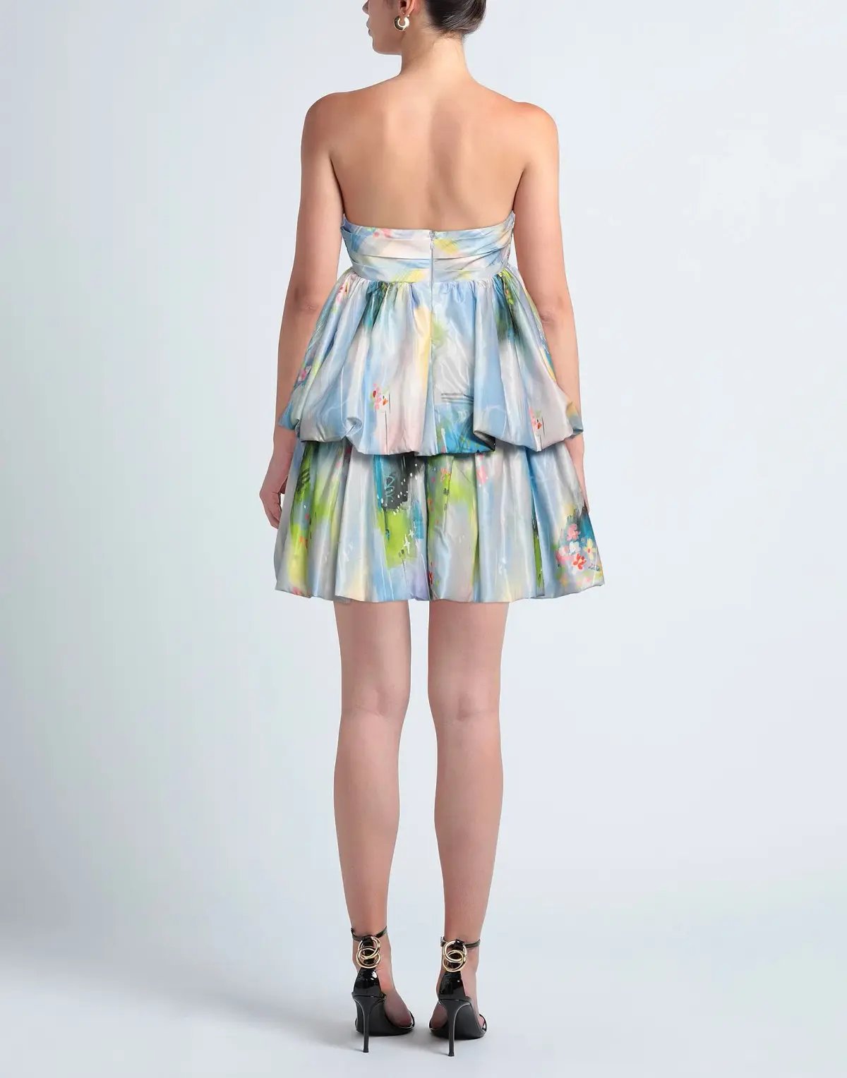 Leo Lin Daphne Strapless Bubble Mini Dress Willow Print Size 8 photo 2