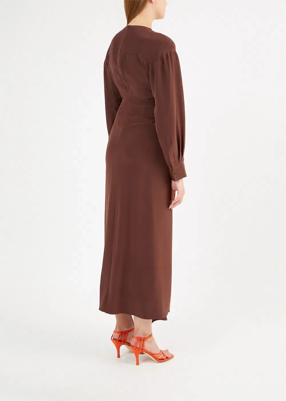 Christopher Esber The Ruched Disconnect Shirt Dress Brown Size 12 photo 2