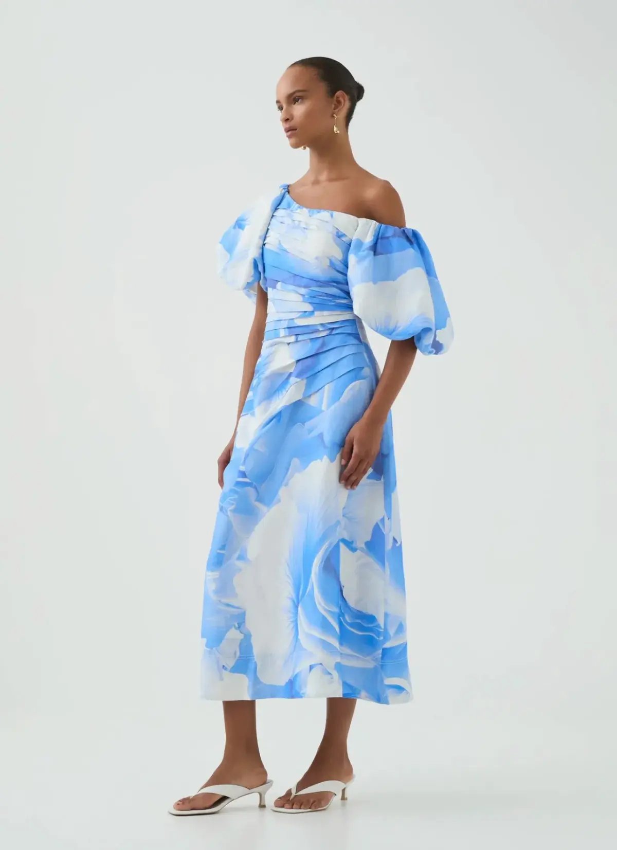 Aje Cadence Ruched Midi Dress Blue Size 12 photo 3