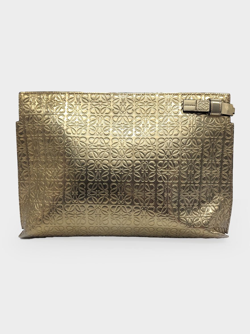 Loewe Anagram Repeat T Pouch Clutch Patent Gold photo 2