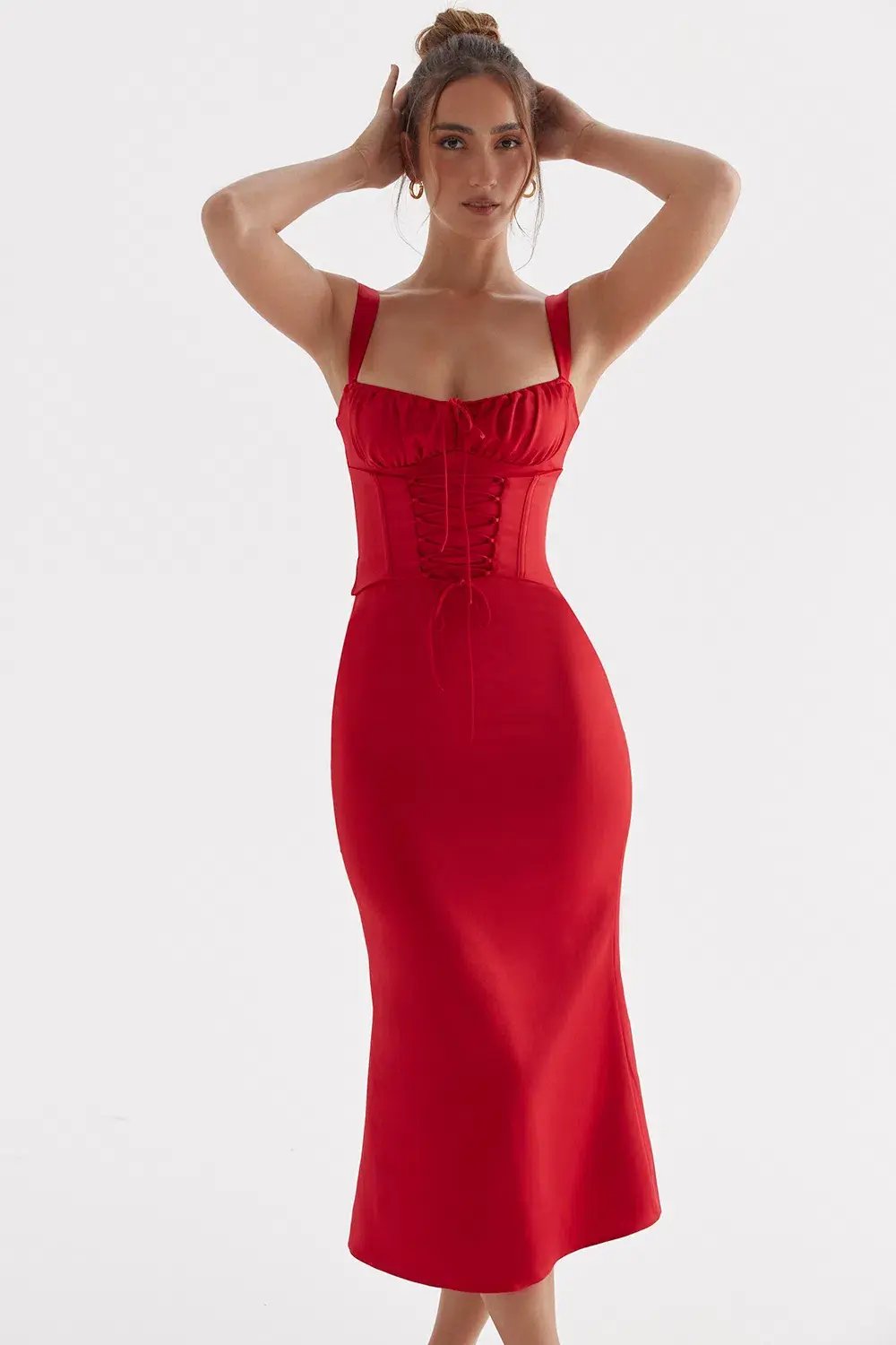 House Of Cb Valencia Corset Dress Red Rose Size 12 photo 2