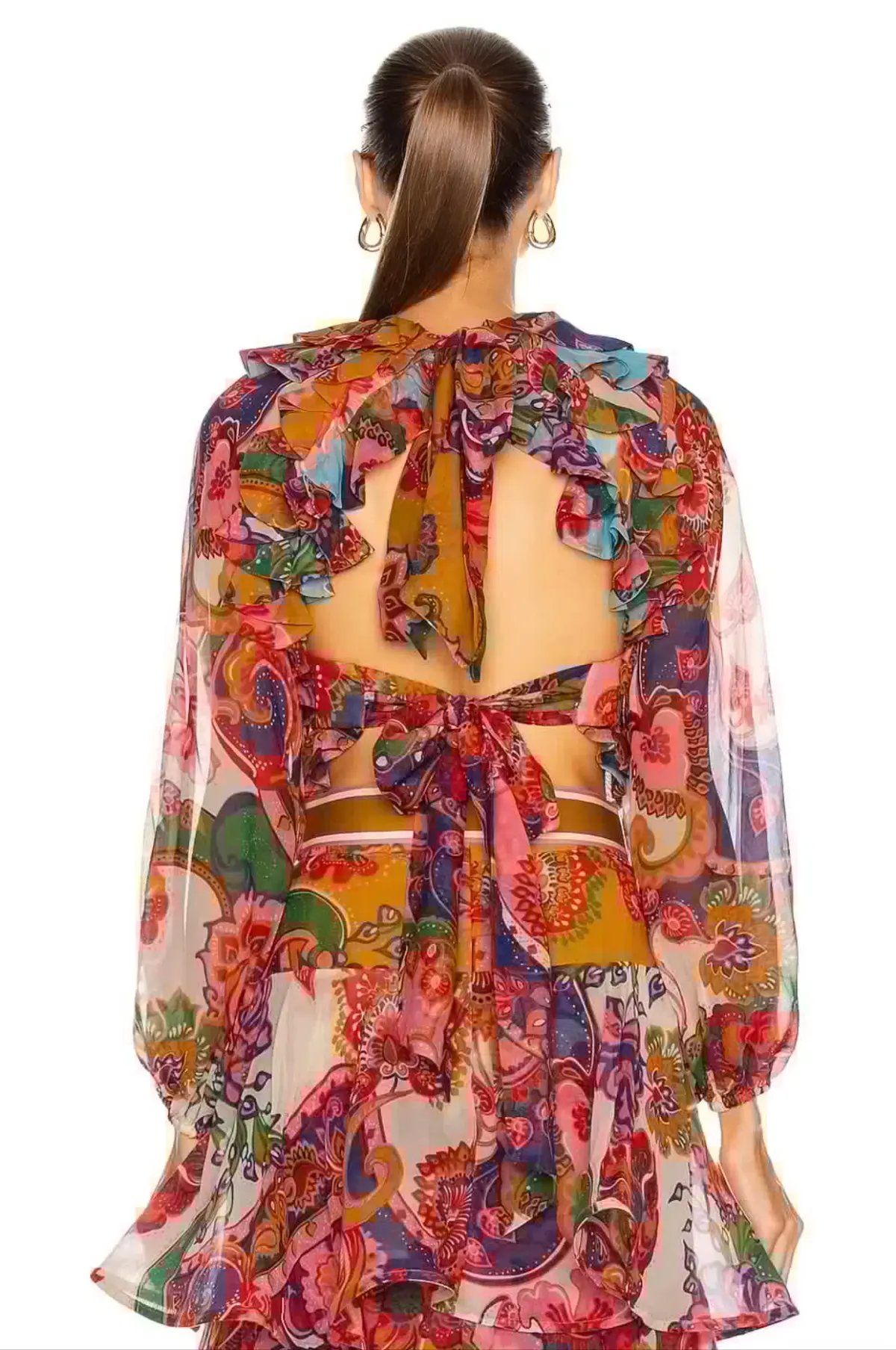 Zimmermann Lovestruck Ruffle Top & Frill Skirt Set Floral Size 3/AU 14 photo 3