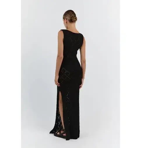 Dissh Sorrento Crochet Maxi Dress Black Size 10 photo 3