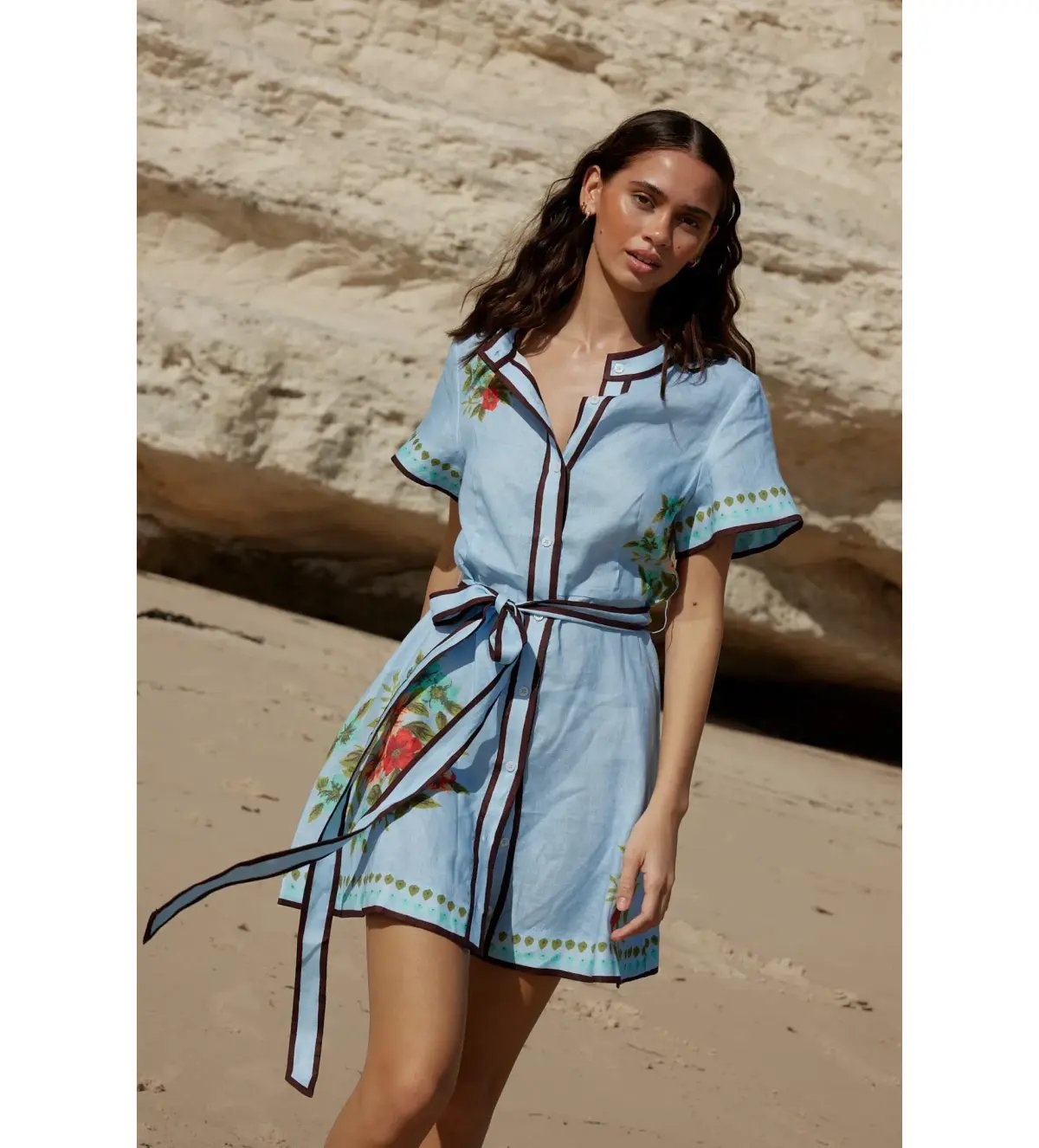 Aston Studio Nami Dress In Pool Blue Bouquet Size AU 12 photo 2