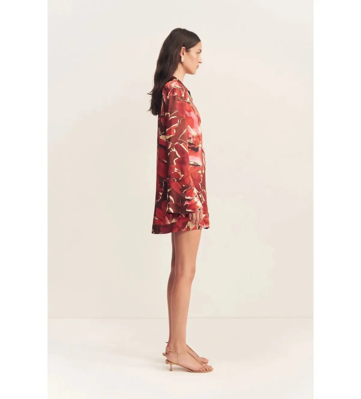 Shona Joy Nolita Shift Mini Dress Rosewood Floral One Size 6/XS photo 4