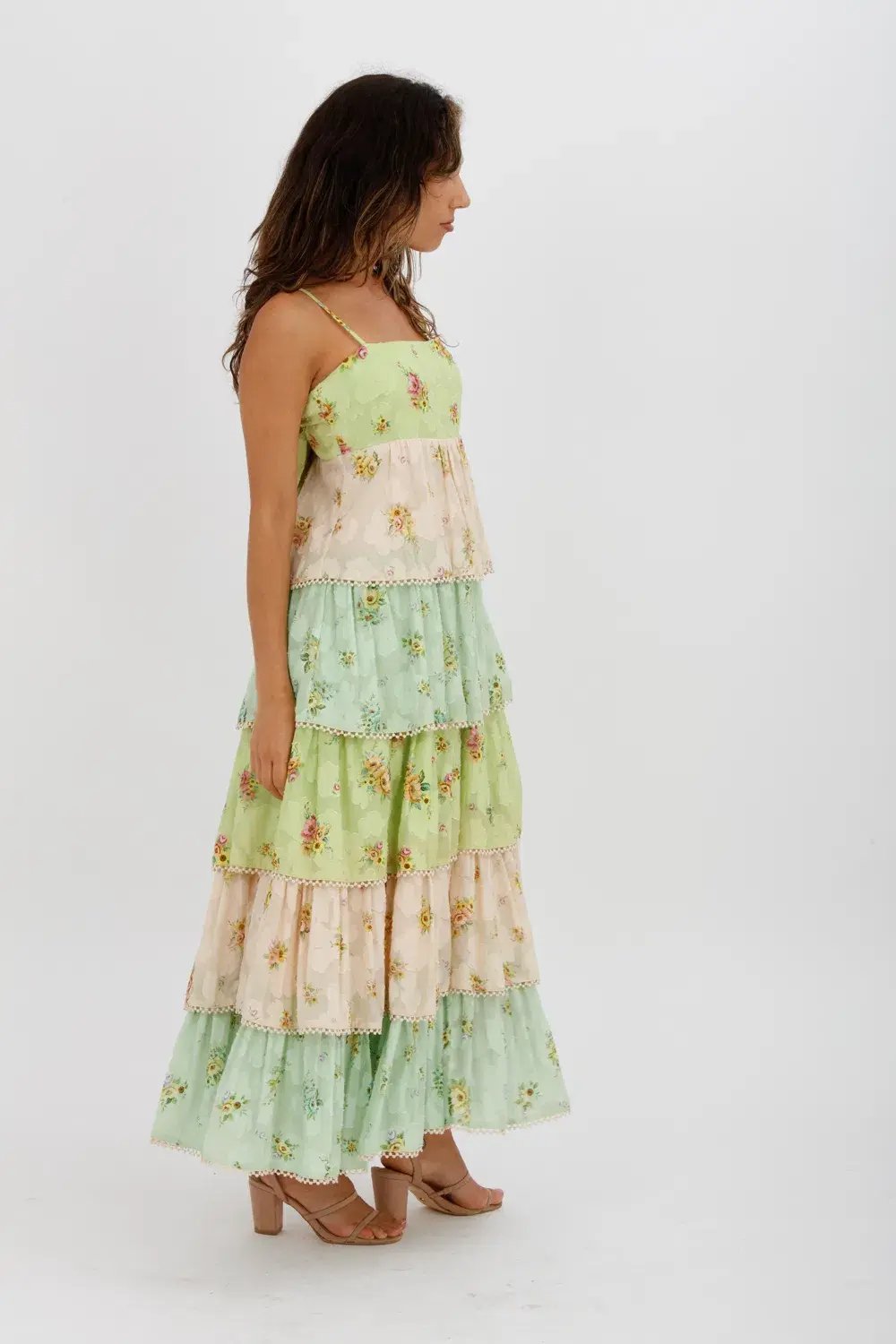 Alemais Clementine Tiered Maxi Dress Multi Floral Size 10 photo 2