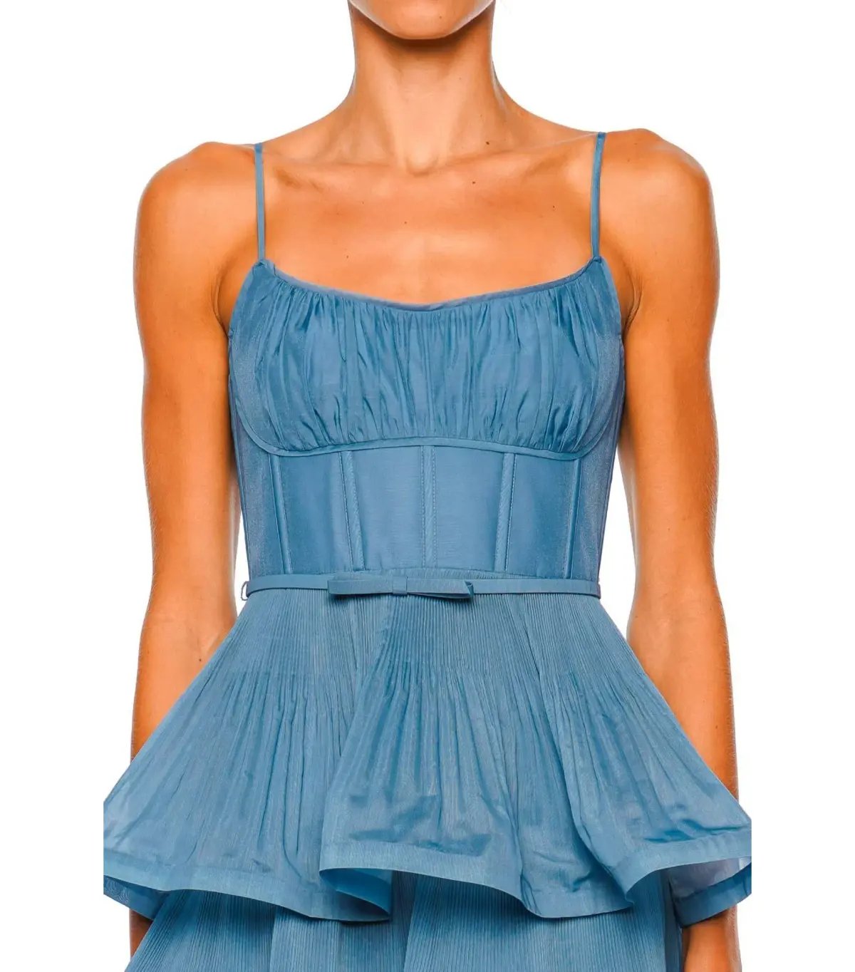 Zimmermann Pleated Tiered Midi Dress Deep Blue 0 / AU 8 photo 4