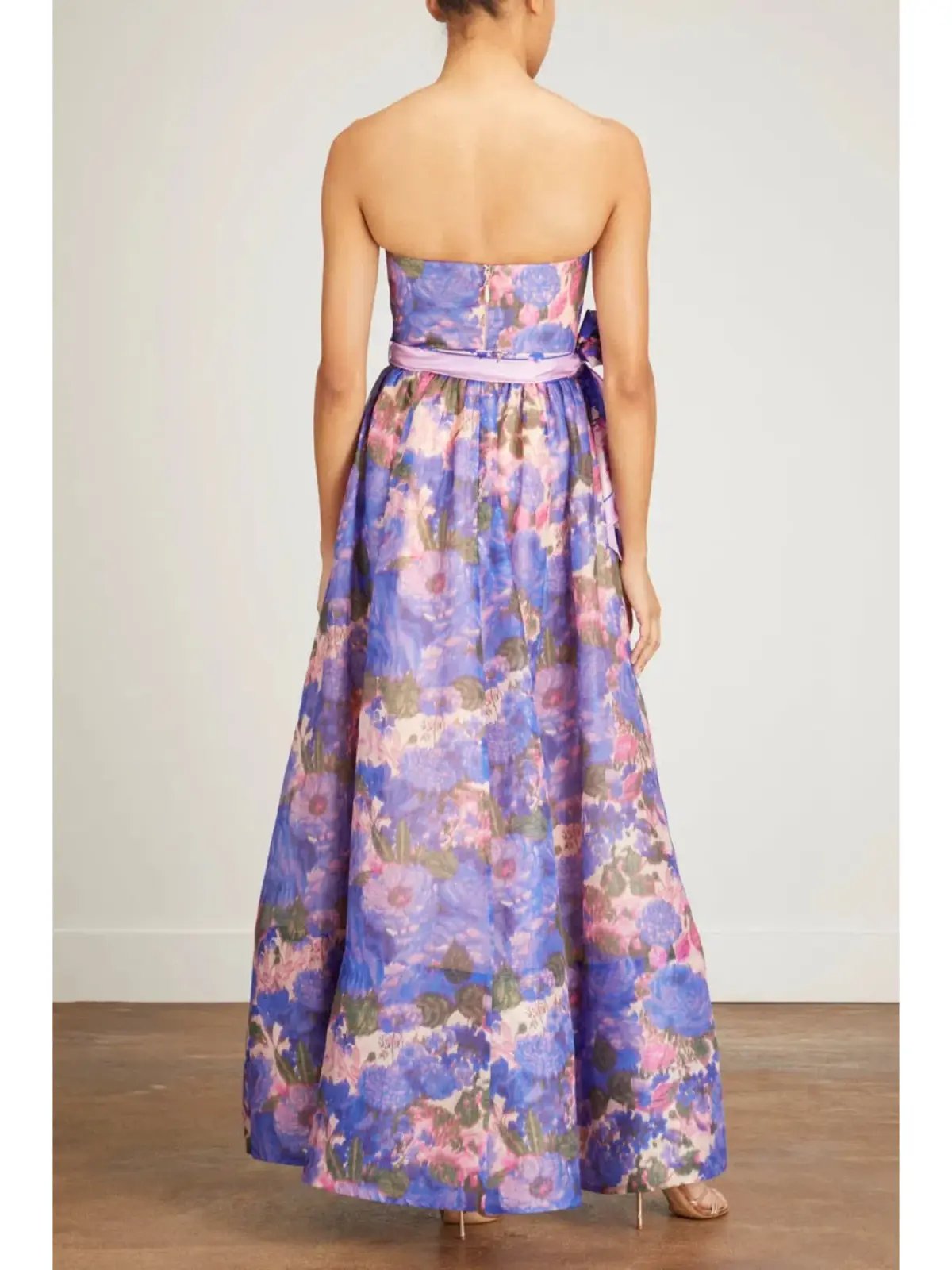 Zimmermann High Tide Strapless Dress Purple Ikat Floral Size 0 / AU 8 photo 2