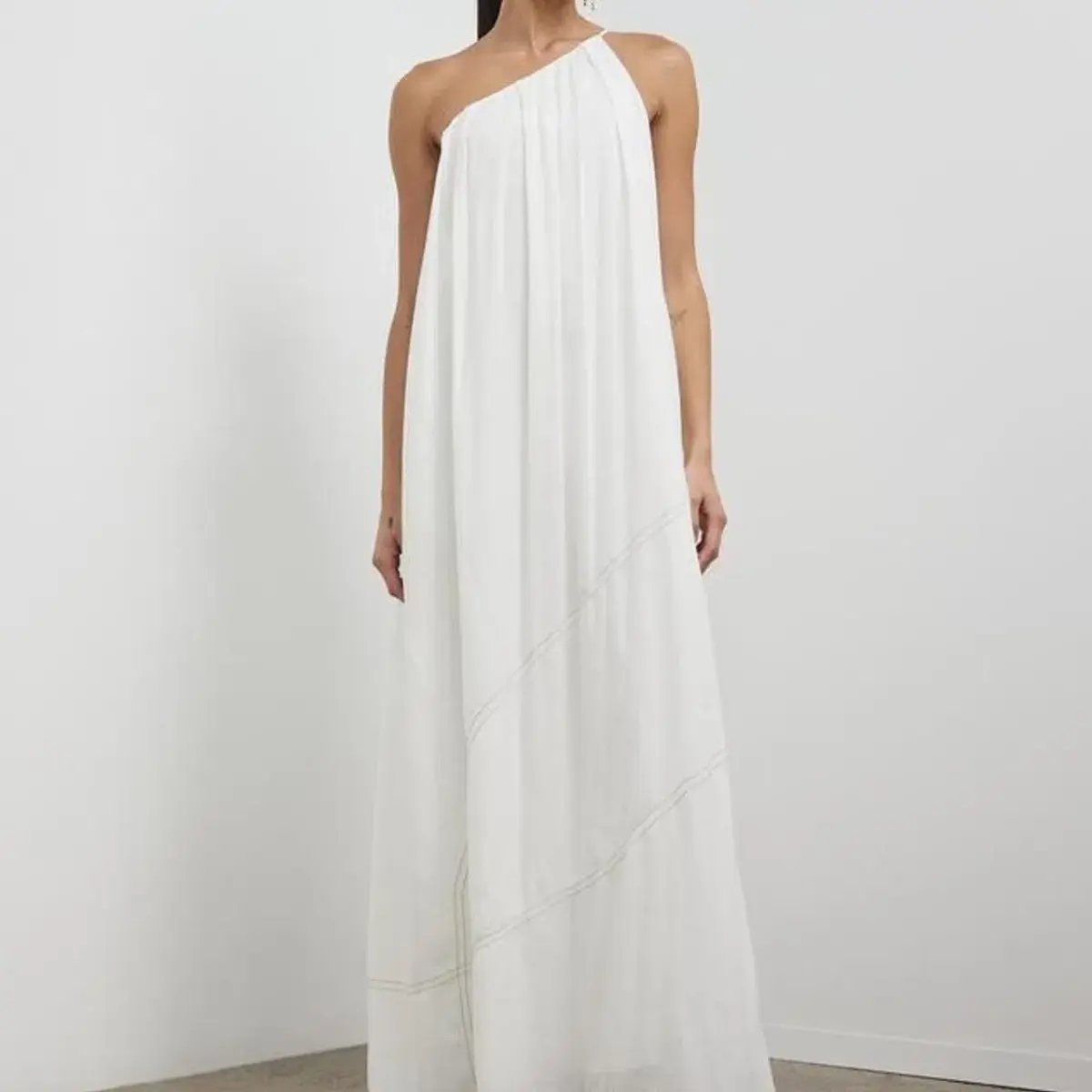 Camilla and Marc Castille One Shoulder Maxi Dress in White Size 10 photo 3