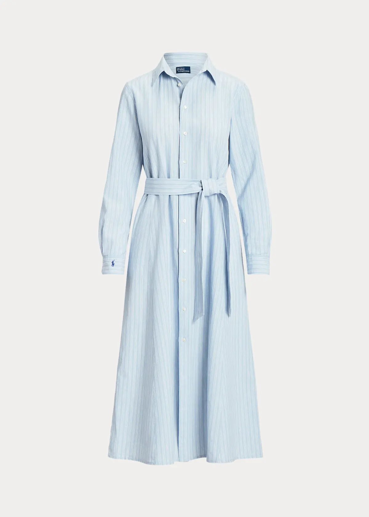 Ralph Lauren Belted Striped Linen Cotton Shirtdress Blue Size 6 photo 5