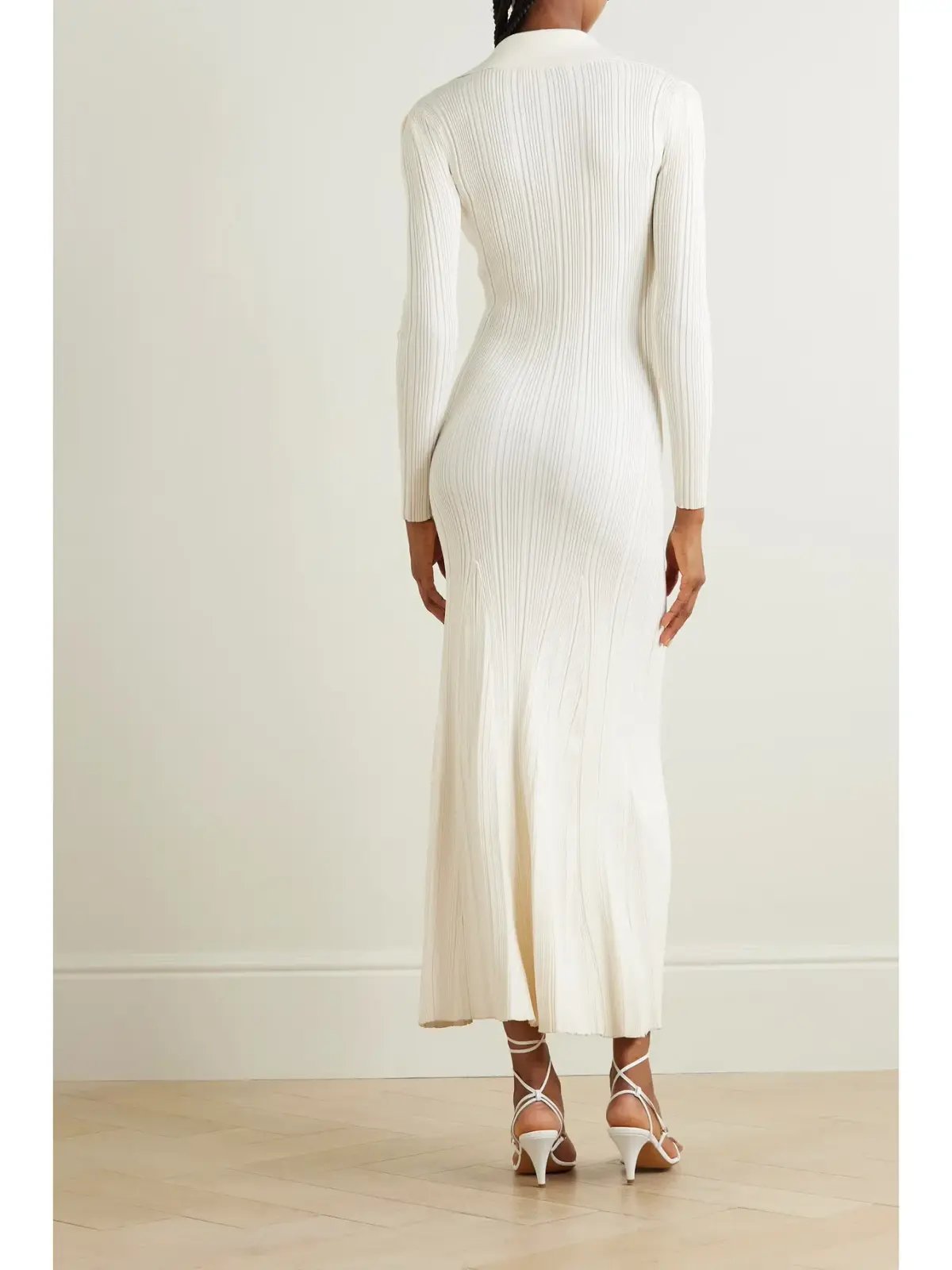 Self Portrait Embellished Ribbed Knit Maxi Dress Cream Size S / AU 8 photo 2